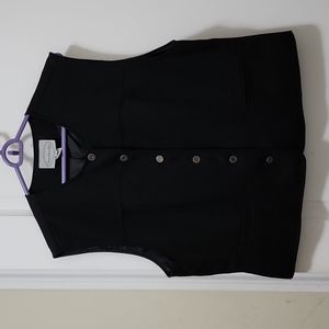 STONEBRIDGE Sleeveless Black Button Front Vest Size 14
